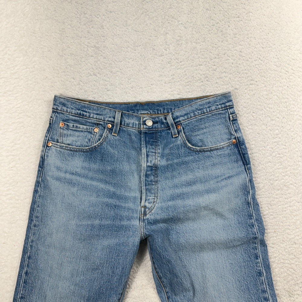 Levis Premium 501 S Skinny Jeans Womens Blue Denim 33 (33.5x29) High Rise - Picture 9 of 13